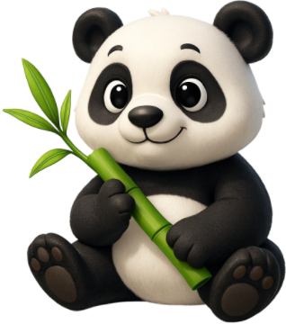 Panda with bamboo